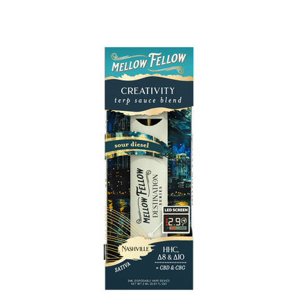 MELLOW FELLOW DISPOSABLE | 2ML | 6 COUNT BOX | CREATIVITY BLEND | NASHVILLE-SOURDIESEL-POP