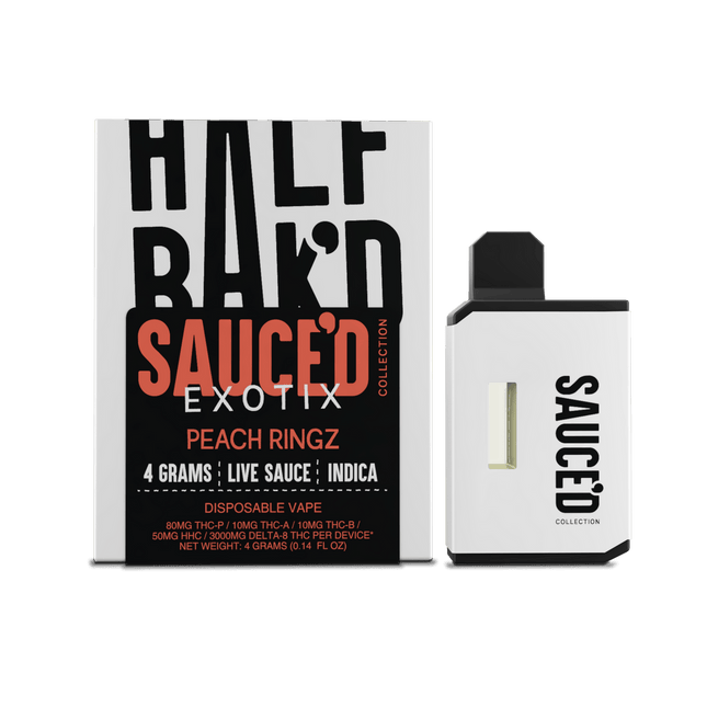 HALF BAK'D 4G DISPO LIVE SAUCED EXOTIX | PEACH RINGZ | INDICA