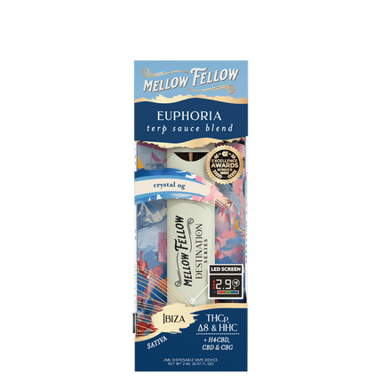 MELLOW FELLOW DISPOSABLE | 2ML | 6 COUNT BOX | EUPHORIA BLEND | IBIZA-CRYSTAL OG-POP