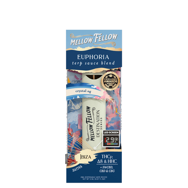 MELLOW FELLOW DISPOSABLE | 2ML | 6 COUNT BOX | EUPHORIA BLEND | IBIZA-CRYSTAL OG-POP