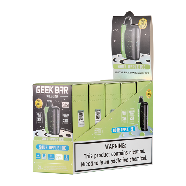 GEEK BAR PULSE X 25000 PUFFS DISPOSABLE 5/PK SOUR APPLE ICE