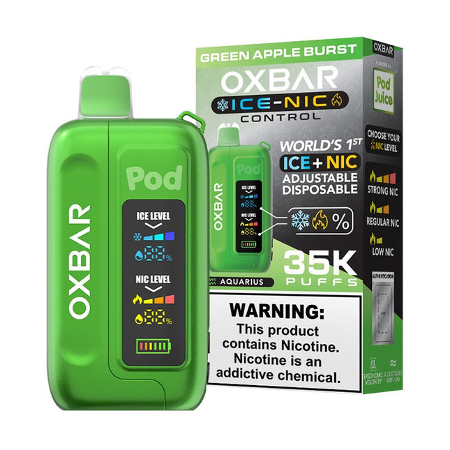 OXBAR X POD JUICE ICE-NIC CONTROL 35000 PUFFS DISPOSABLE 5/PK GREEN APPLE BURST