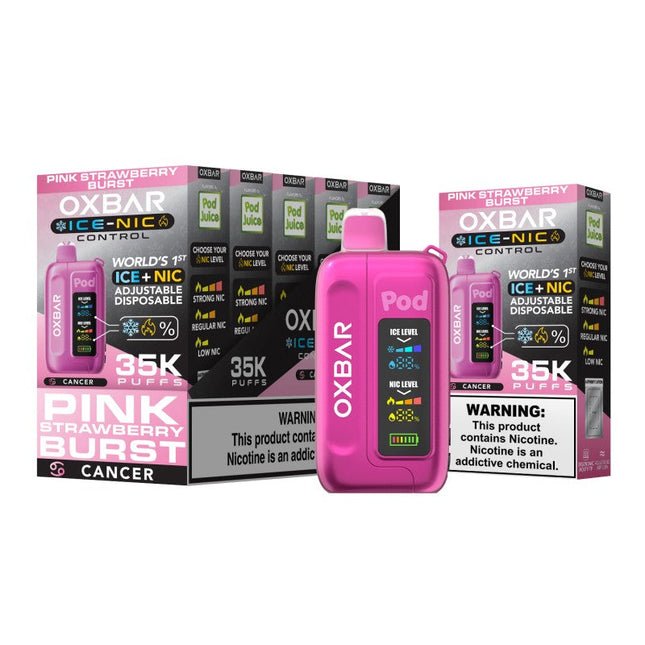 OXBAR X POD JUICE ICE-NIC CONTROL 35000 PUFFS DISPOSABLE 5/PK PINK STRAWBERRY BURST