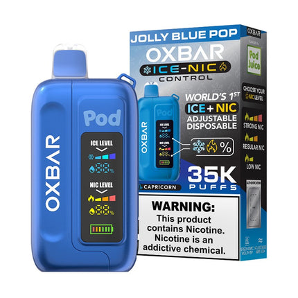 OXBAR X POD JUICE ICE-NIC CONTROL 35000 PUFFS DISPOSABLE 5/PK JOLLY BLUE POP