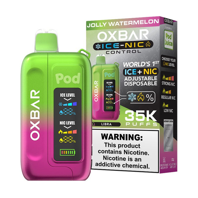 OXBAR X POD JUICE ICE-NIC CONTROL 35000 PUFFS DISPOSABLE 5/PK JOLLY WATERMELON