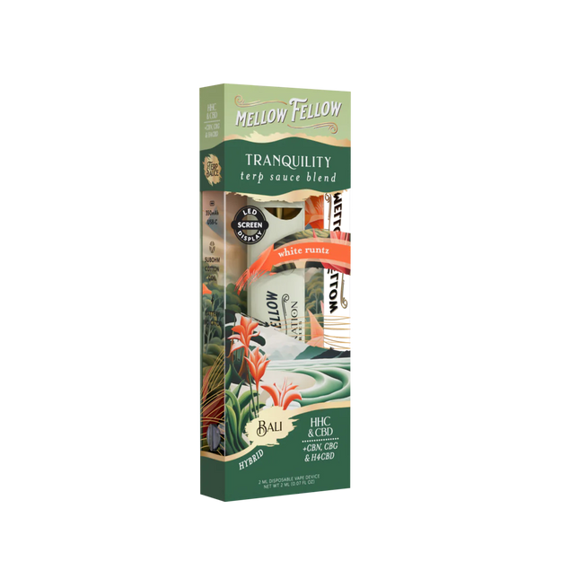 MELLOW FELLOW DISPOSABLE | 2ML | 6 COUNT BOX | TRANQUILITY BLEND | BALI-WHITE RUNTZ-POP