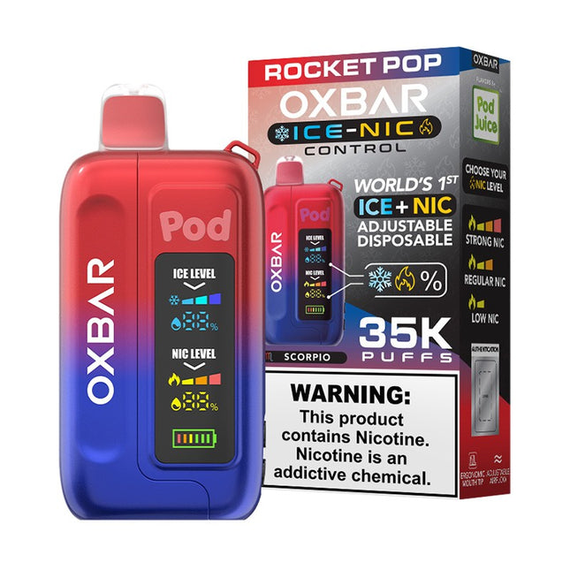OXBAR X POD JUICE ICE-NIC CONTROL 35000 PUFFS DISPOSABLE 5/PK ROCKET POP