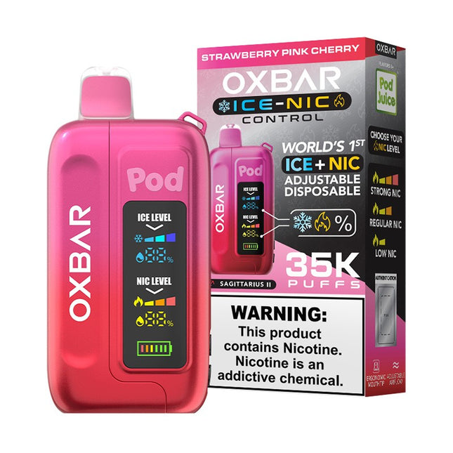 OXBAR X POD JUICE ICE-NIC CONTROL 35000 PUFFS DISPOSABLE 5/PK STRAWBERRY PINK CHERRY