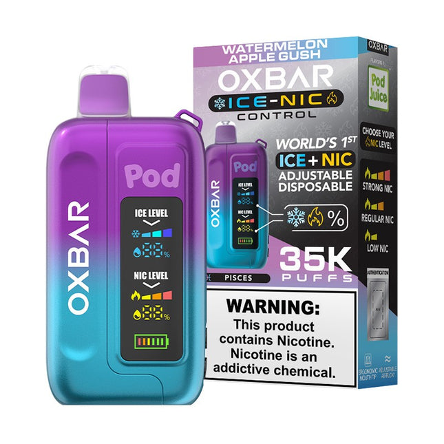 OXBAR X POD JUICE ICE-NIC CONTROL 35000 PUFFS DISPOSABLE 5/PK WATERMELON APPLE GUSH