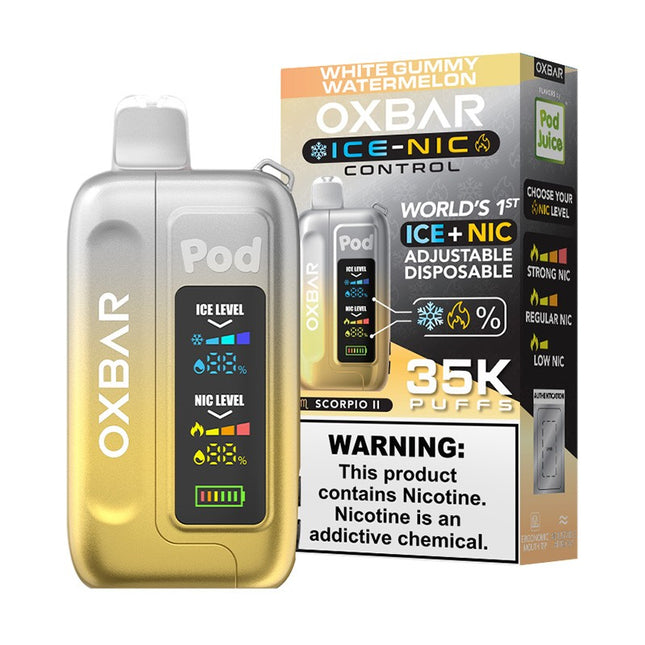 OXBAR X POD JUICE ICE-NIC CONTROL 35000 PUFFS DISPOSABLE 5/PK WHITE GUMMY WATERMELON
