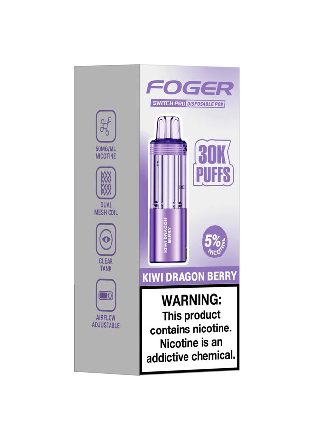 FOGER SWITCH PRO 30000 PUFFS DISPOSABLE PODS 5/PK KIWI DRAGON BERRY