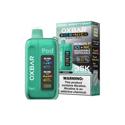 OXBAR X POD JUICE ICE-NIC CONTROL 35000 PUFFS DISPOSABLE 5/PK JEWEL MIGHTY MINT