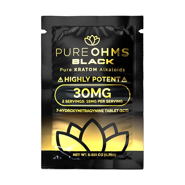 PURE OHMS 7 HYDROXYMITRAGYNINE 30MG TABLETS (1CT/PACK, 30PKS/BOX) | BLACK