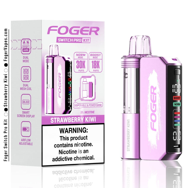 FOGER SWITCH PRO 30000 PUFFS DISPOSABLE KIT 5/PK STRAWBERRY KIWI