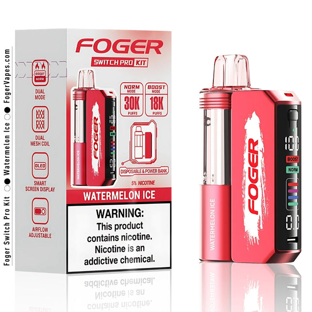 FOGER SWITCH PRO 30000 PUFFS DISPOSABLE KIT 5/PK WATERMELON ICE